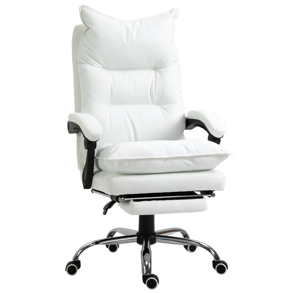 acquista Fauteuil relax de bureau présidentiel en similicuir avec repose-pieds blanc