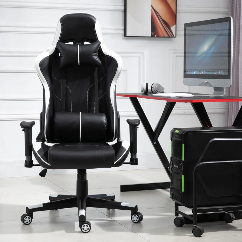 Sedia da Gaming Ergonomica 72x54x126-136 cm in PVC  Nera e Bianco