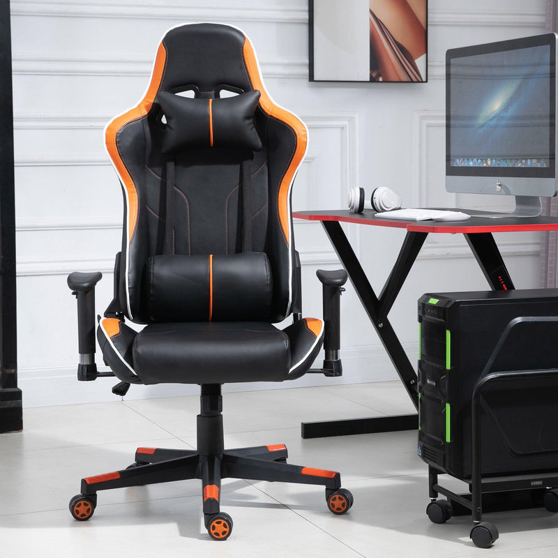 Sedia da Gaming Ergonomica 72x54x126-136 cm in PVC  Nera e Arancione