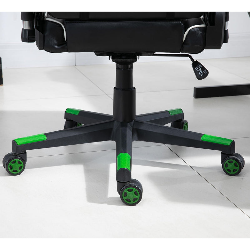 Sedia da Gaming Ergonomica 72x54x126-136 cm in PVC  Nera e Verde