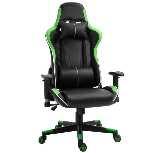 Chaise Gaming Ergonomique 72x54x126-136 cm en PVC Noir et Vert sconto