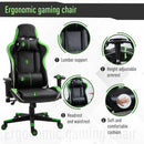 Sedia da Gaming Ergonomica 72x54x126-136 cm in PVC  Nera e Verde