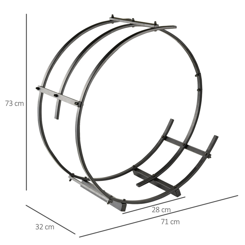 Portalegna per Camino 71x32x73 cm in Ferro Battuto  Nera