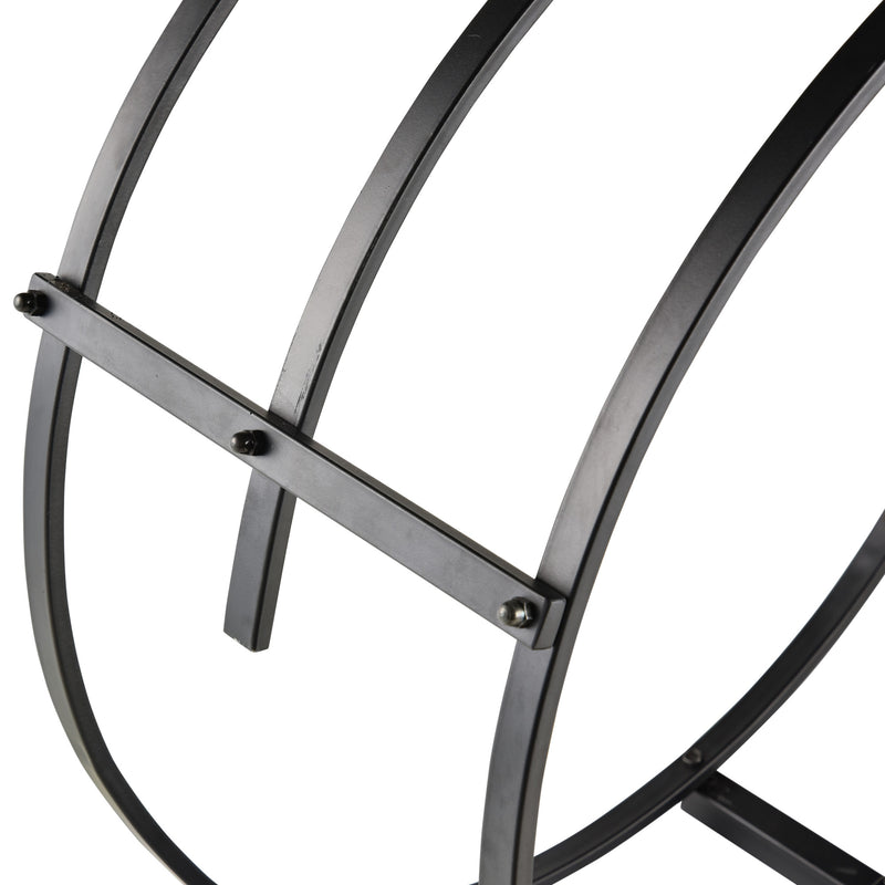 Portalegna per Camino 71x32x73 cm in Ferro Battuto  Nera