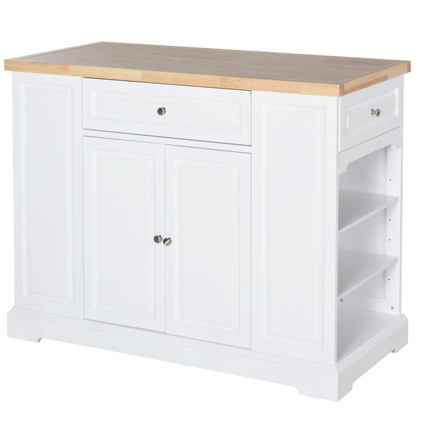 prezzo Meuble de Cuisine 3 Tiroirs 2 Portes à Roulettes 116,5x56x91,5 cm en Bois Blanc