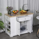 Mobile Madia da Cucina 3 Cassetti 2 Ante con Ruote 116,5x56x91,5 cm in Legno  Bianco