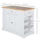 Mobile Madia da Cucina 3 Cassetti 2 Ante con Ruote 116,5x56x91,5 cm in Legno  Bianco
