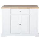 Mobile Madia da Cucina 3 Cassetti 2 Ante con Ruote 116,5x56x91,5 cm in Legno  Bianco