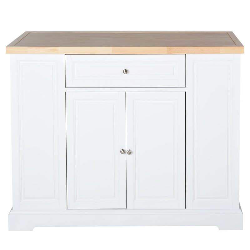 Mobile Madia da Cucina 3 Cassetti 2 Ante con Ruote 116,5x56x91,5 cm in Legno  Bianco