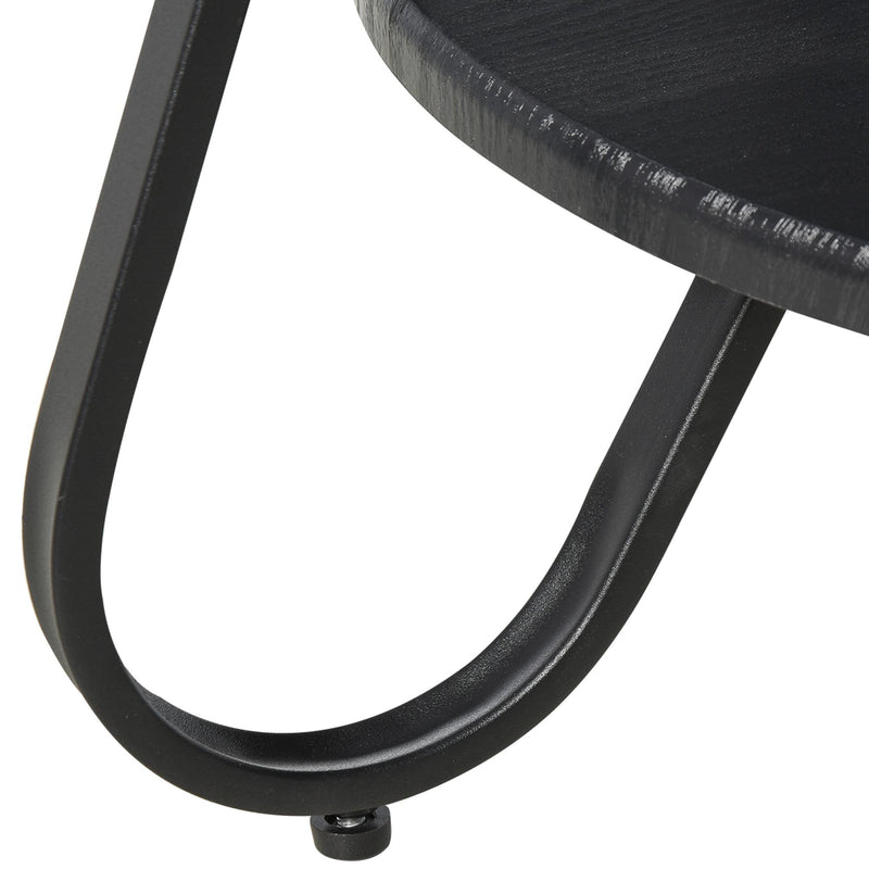 Tavolino Basso 2 Ripiani Ø50x46,5 cm in Metallo e Legno  Nero
