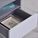 Comodino 1 Cassetto 40x34,3x50 cm in Legno MDF  Grigio e Bianco