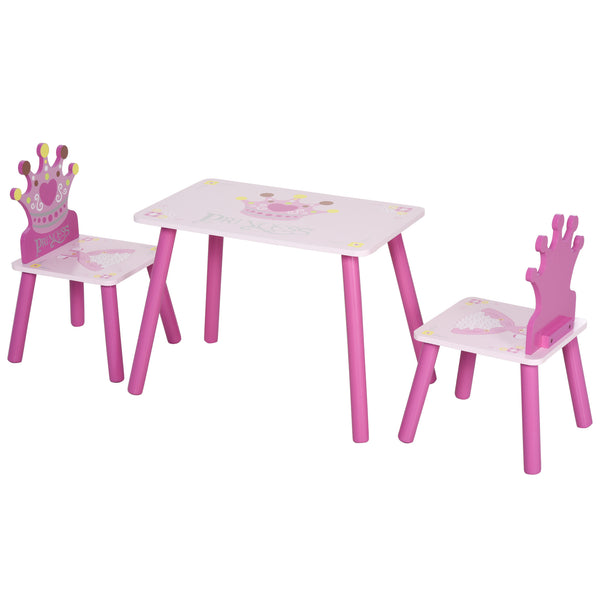 Ensemble table et 2 chaises pour enfant en bois rose sconto