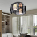 Lampadario a Incasso 2 Paralumi E27 Ø40x25 cm in Metallo  Nero