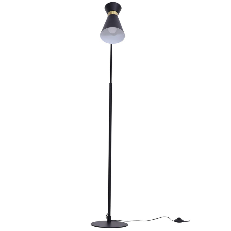 Lampada da Terra con Paralume E27 in Metallo  Nera