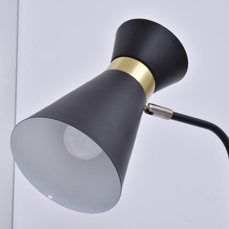 Lampada da Terra con Paralume E27 in Metallo  Nera