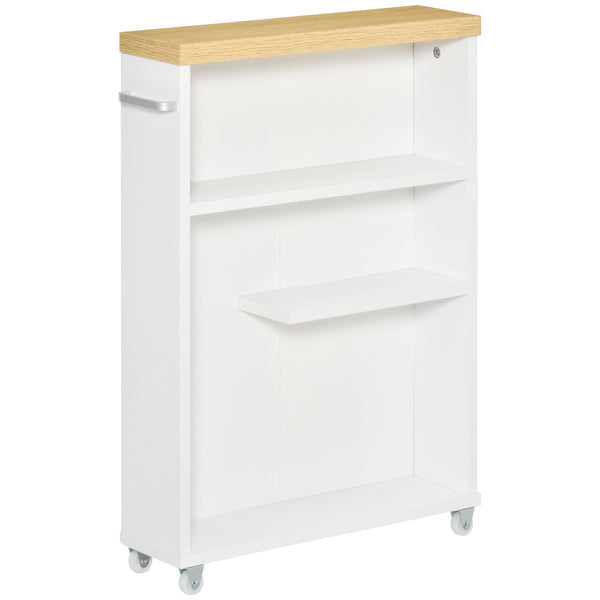 Meuble colonne de salle de bain 50x13x67,5 cm avec roues en bois blanc prezzo