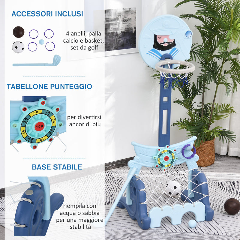 Canestro Golf Calcio Centro Attività 4 in 1 per Bambini 