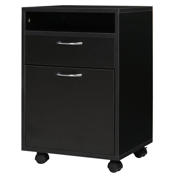 prezzo Commode de Bureau avec 2 Tiroirs et Roulettes 40x35x60 cm en Bois Noir