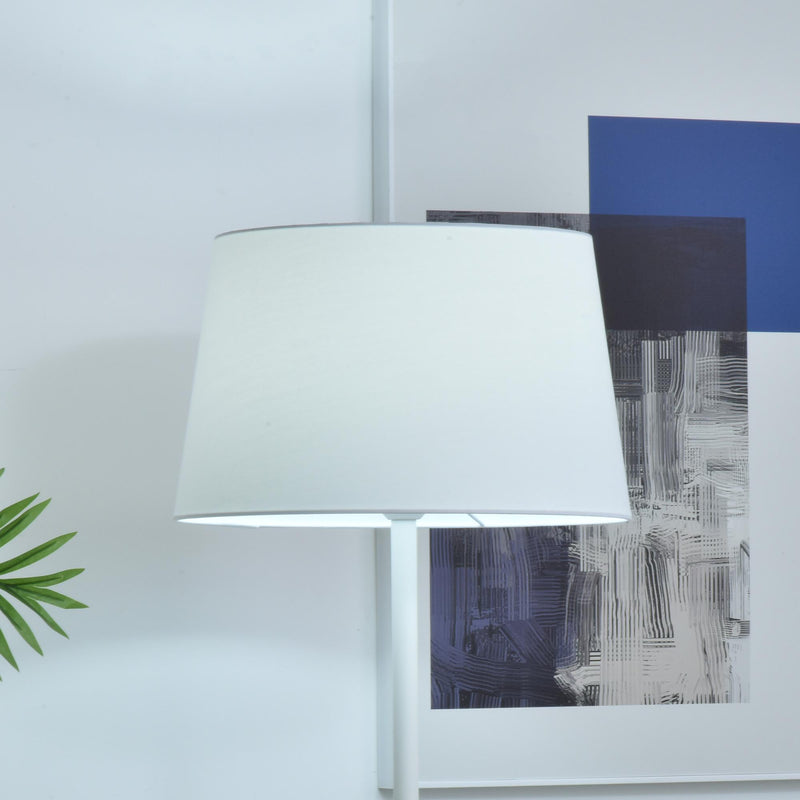 Lampada da Terra con Paralume E27 con Ripiano  Bianca