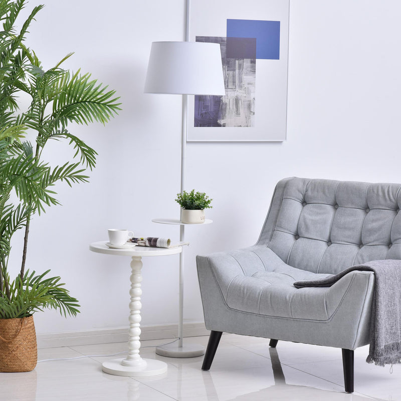 Lampada da Terra con Paralume E27 con Ripiano  Bianca