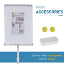 Lavagna Magnetica 62x60x194 cm con Ruote e Accessori  Bianca