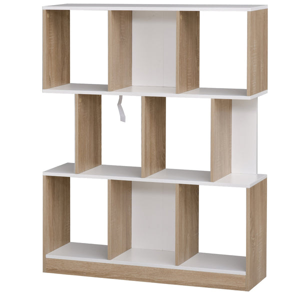 Bibliothèque 8 étagères 100x30x124 cm en chêne et MDF blanc online