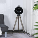 Lampada da Terra Tripode in Legno con Paralume in Metallo 63x63x100-146 cm E27  Nera