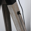 Lampada da Terra Tripode in Legno con Paralume in Metallo 63x63x100-146 cm E27  Nera