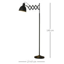 Lampada da Terra con Paralume E27 Estraibile in Metallo  Nera