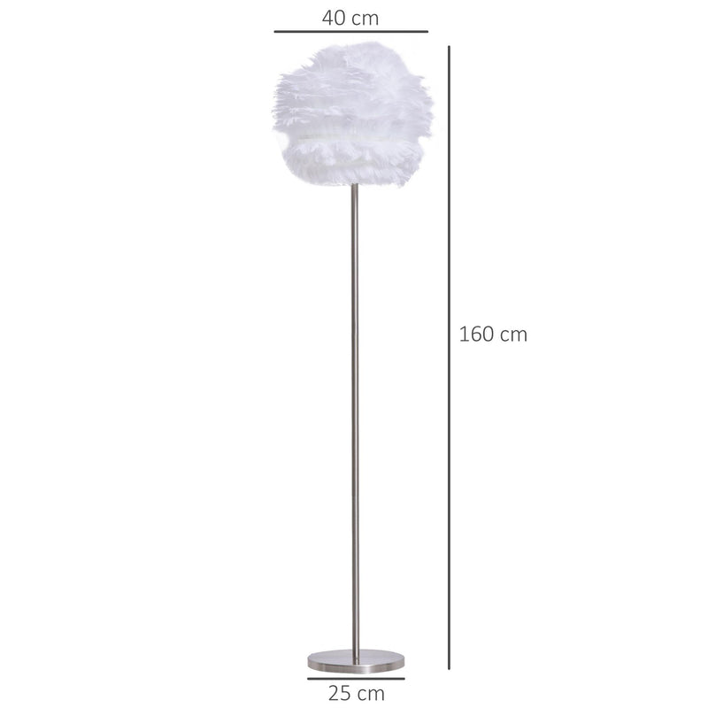 Lampada da Terra con Paralume E27 in Piume  Bianca