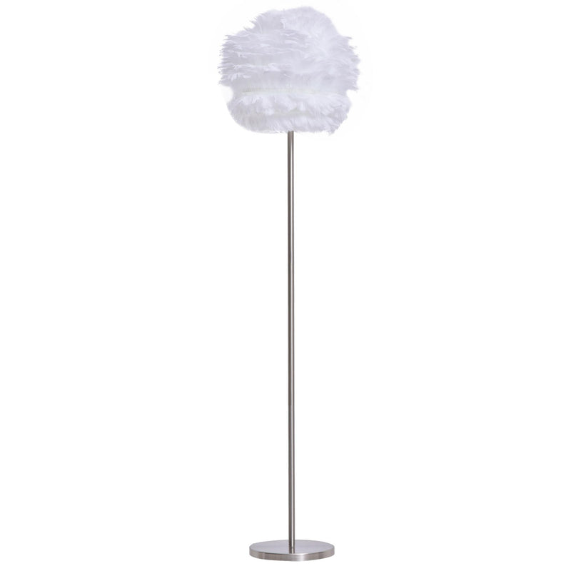 Lampada da Terra con Paralume E27 in Piume  Bianca