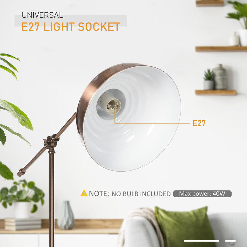 Lampada da Terra con Paralume E27 in Metallo  Bronzo