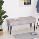 Panca Imbottita 2 Posti 118x42x56 cm in Tessuto e Metallo  Grigia