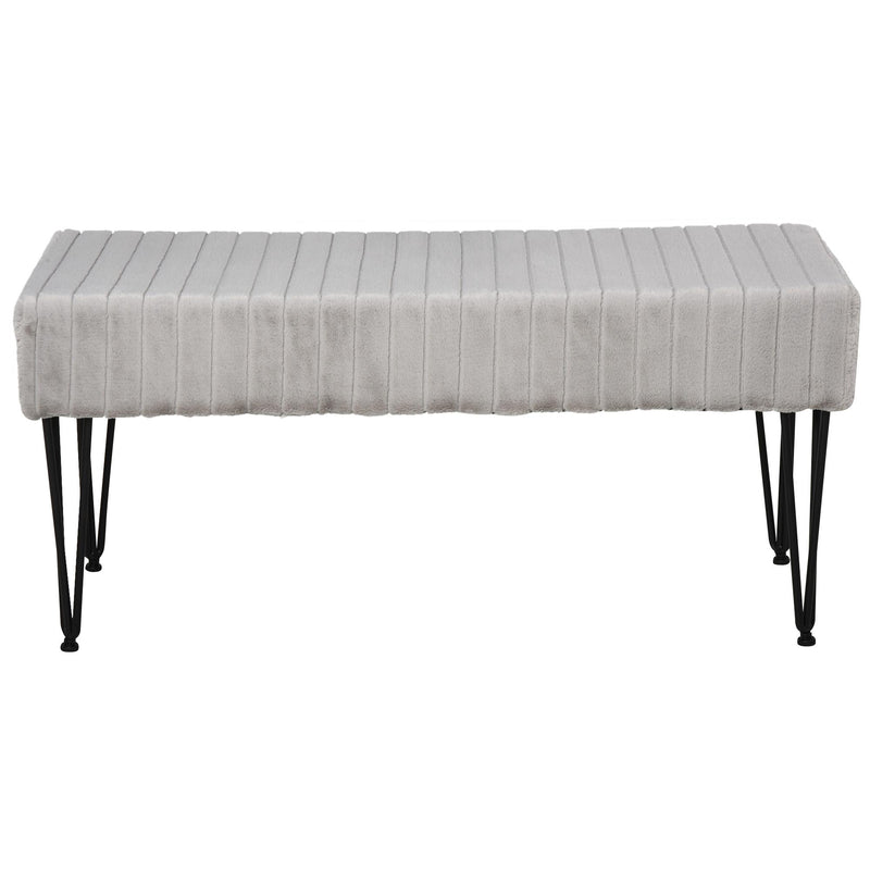 Panca Imbottita 2 Posti 118x42x56 cm in Tessuto e Metallo  Grigia