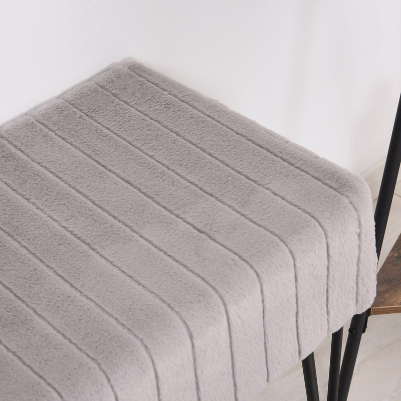 Panca Imbottita 2 Posti 118x42x56 cm in Tessuto e Metallo  Grigia