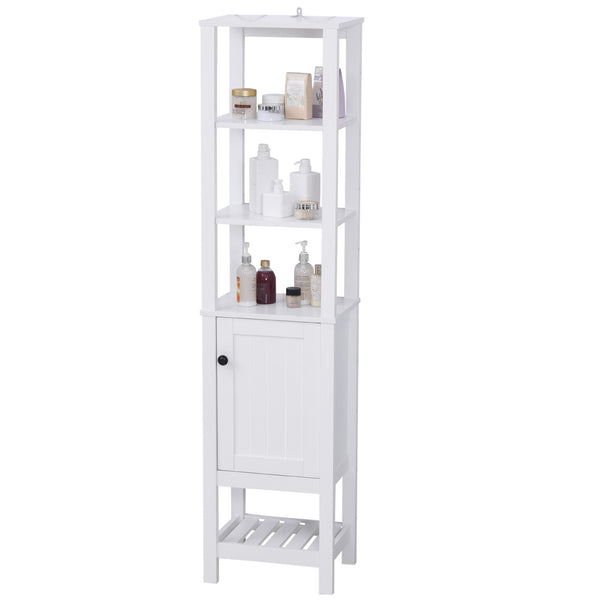 Meuble de Salle de Bain Haut 1 Porte 4 Étagères 40x35x164 cm en Aggloméré Blanc sconto