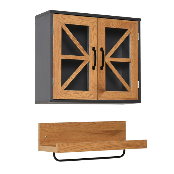 Armoire Murale Meuble Salle de Bain 2 Portes et Étagère avec Porte Serviette prezzo