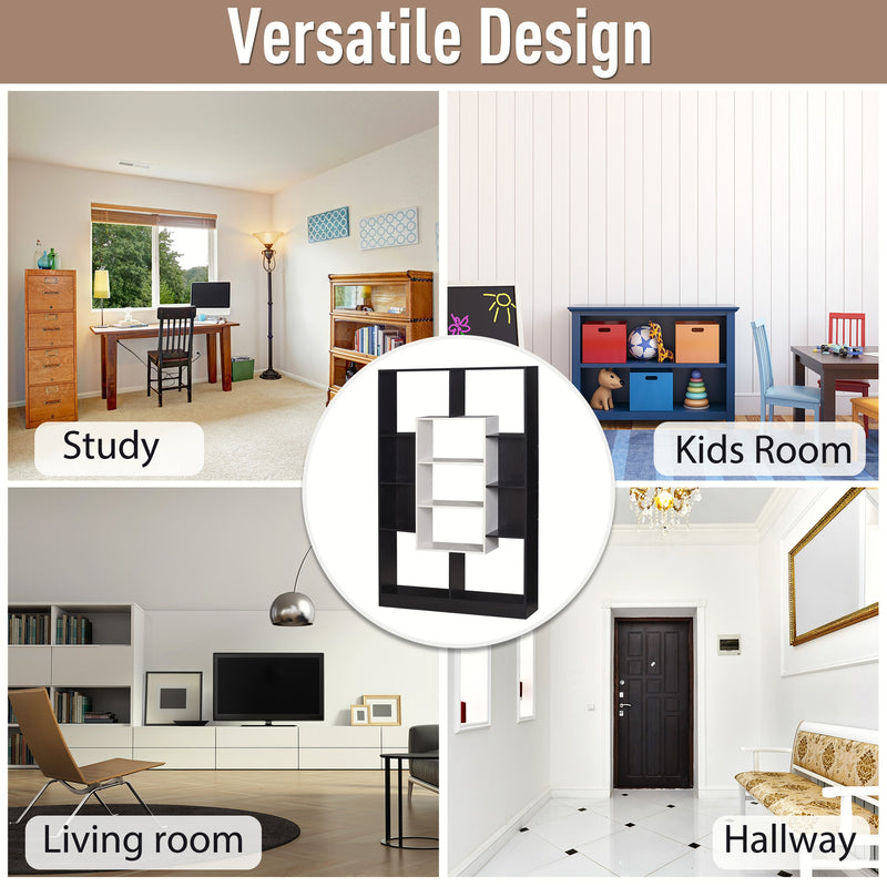 Libreria Moderna 95x22x150 cm in Truciolare  Bianca e Nera