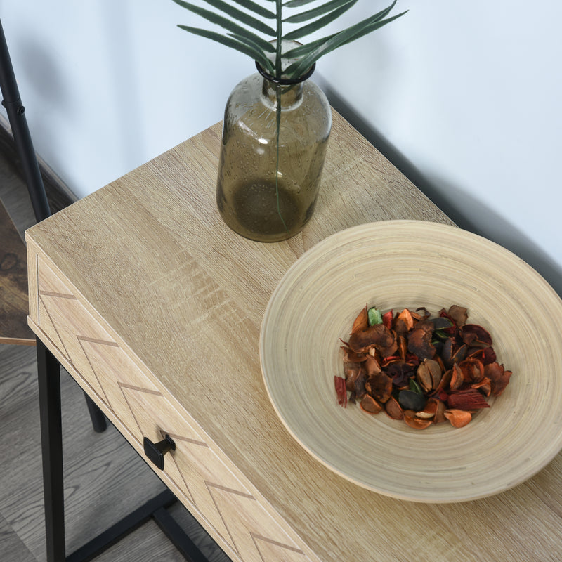 Tavolo Consolle per Ingresso 2 Cassetti 90x35x76 cm in Legno e Metallo 