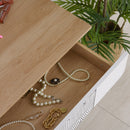 Consolle Trucco 70x39x120 cm con Specchio e Cassetto  Jungle Bianco e Rovere