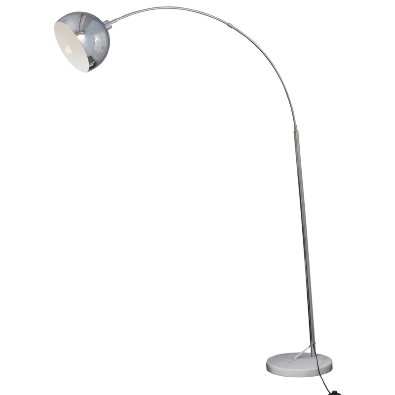 Lampada da Terra ad Arco con Paralume E27 in Acciaio e Marmo  Argento