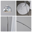 Lampada da Terra ad Arco con Paralume E27 in Acciaio e Marmo  Argento