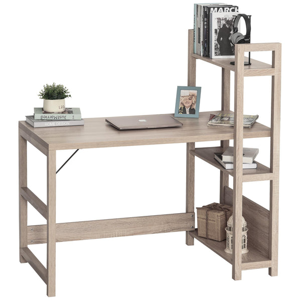 Support PC de bureau 120x67x120,5 cm avec bibliothèque en bois de chêne online