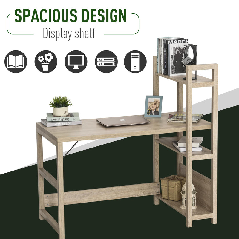 Scrivania da Ufficio Porta PC 120x67x120,5 cm con Libreria in Legno  Rovere