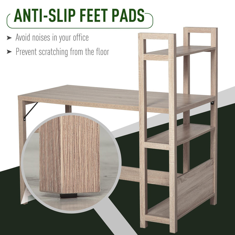 Scrivania da Ufficio Porta PC 120x67x120,5 cm con Libreria in Legno  Rovere