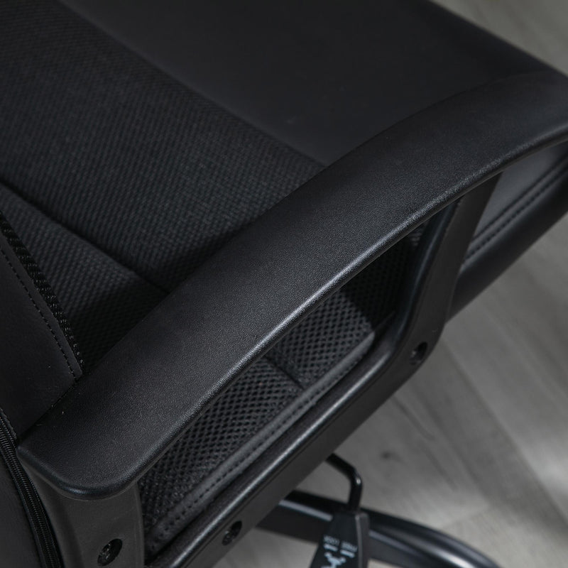 Sedia Poltrona Direzionale da Ufficio in PVC e Tessuto Oxford  Nera