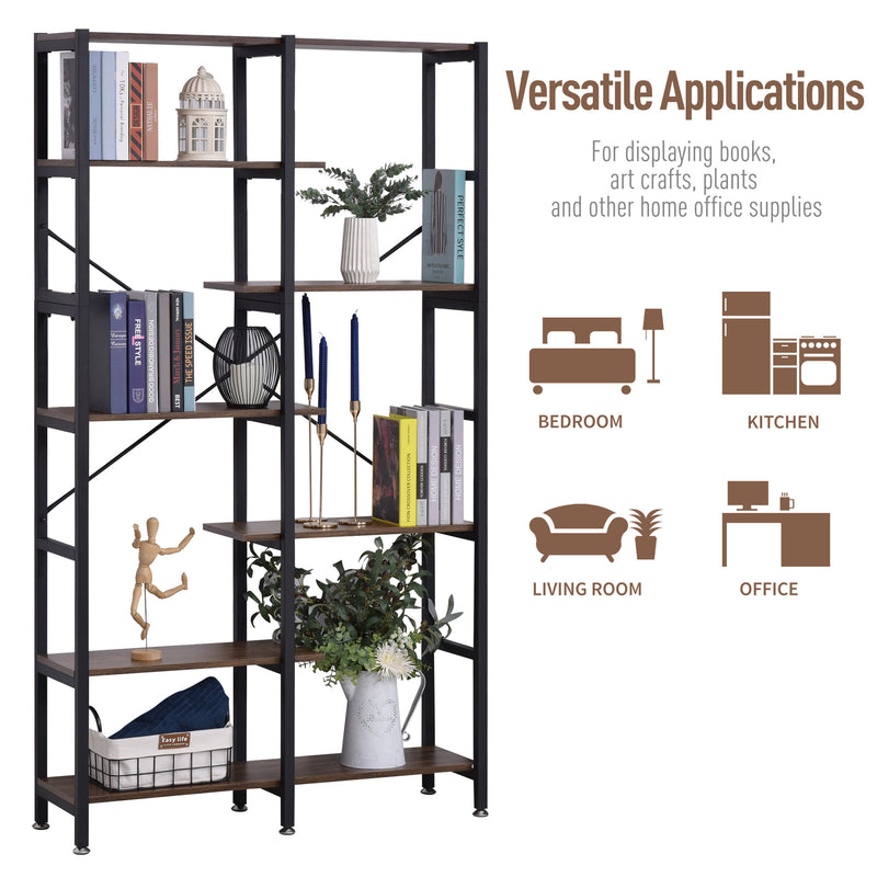 Libreria 6 Ripiani 100x30x182 cm in Legno e Metallo  Nera