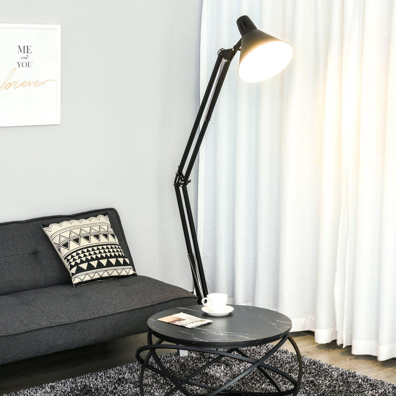 Lampada da Terra con Paralume E27 63x31,5x91-182 cm in Metallo  Nera