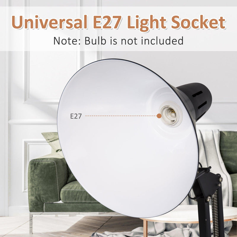 Lampada da Terra con Paralume E27 63x31,5x91-182 cm in Metallo  Nera