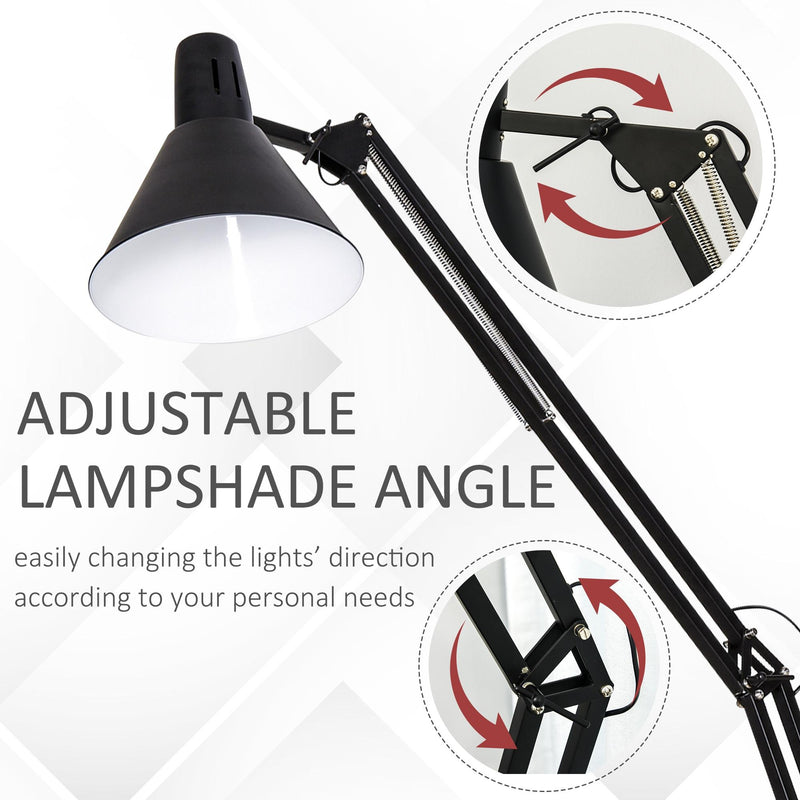 Lampada da Terra con Paralume E27 63x31,5x91-182 cm in Metallo  Nera